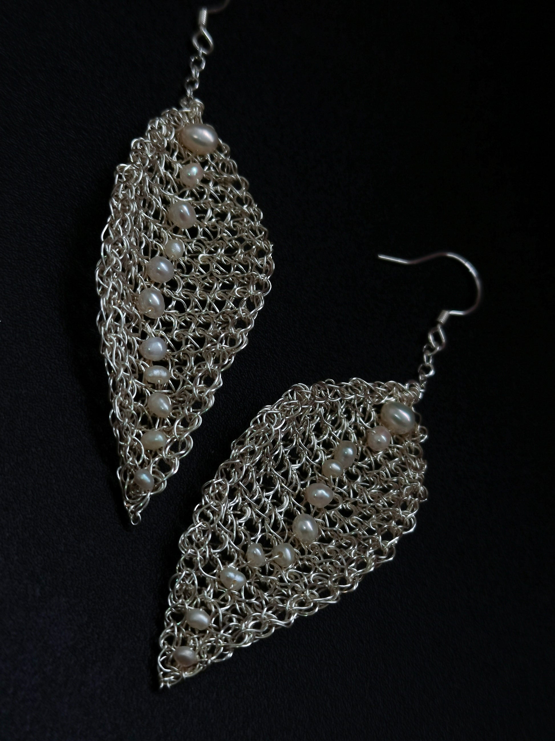 Pearl Leaf Shaped Earrings Elegant