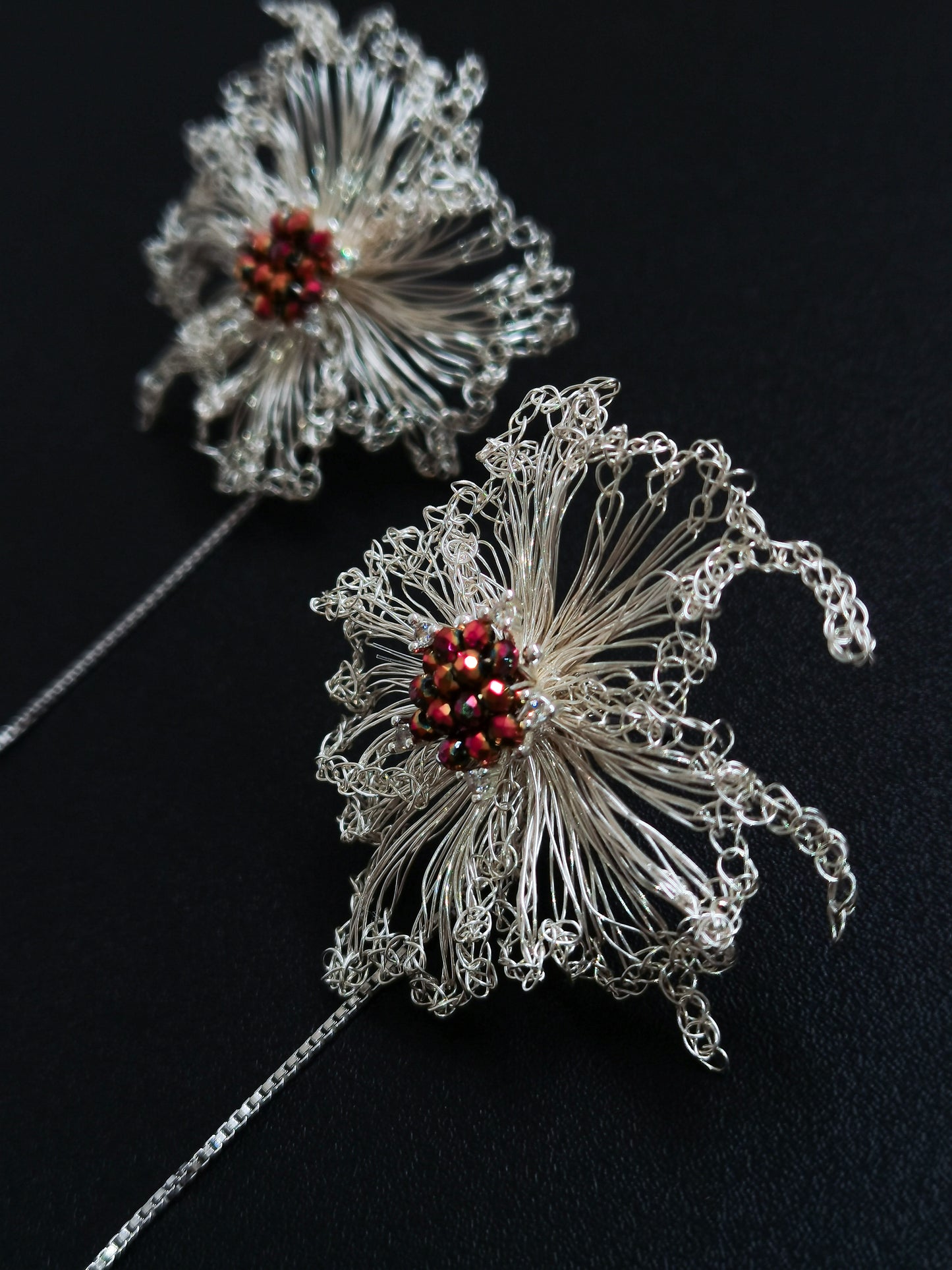 Handmade Silver Floral Earrings Eardrop Tassel