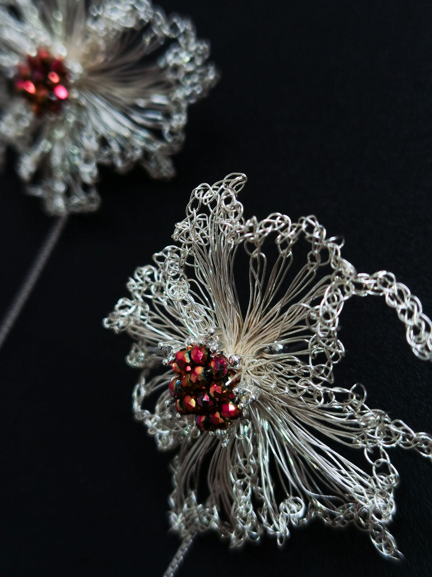 Handmade Silver Floral Earrings Eardrop Tassel